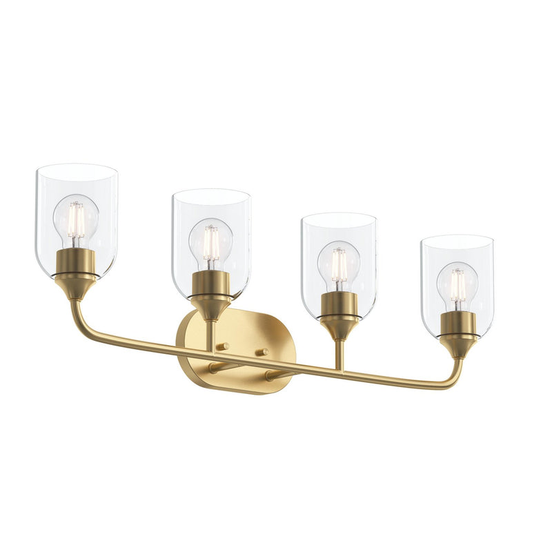 Progress Lighting P300574-191 Four Light Bath Vanity, Brushed Gold