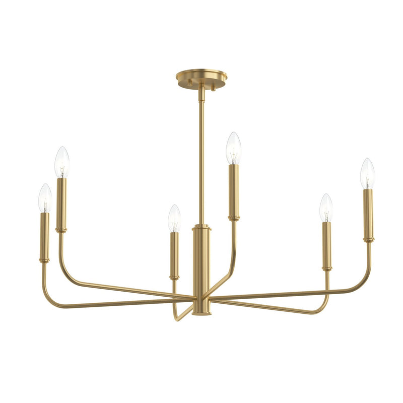 Progress Lighting P400448-191 Six Light Chandelier, Brushed Gold