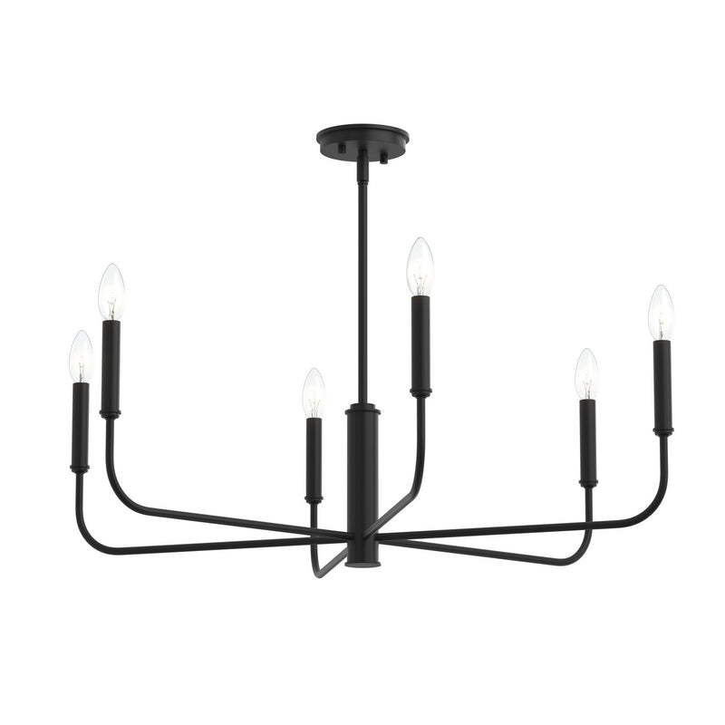 Progress Lighting P400448-31M Six Light Chandelier, Matte Black