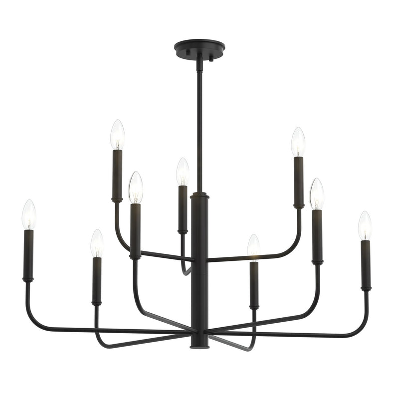 Progress Lighting P400449-31M Nine Light Chandelier, Matte Black