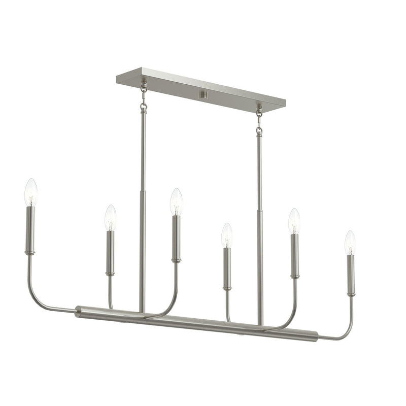 Progress Lighting P400450-009 Six Light Linear Chandelier, Brushed Nickel