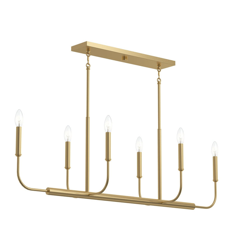 Progress Lighting P400450-191 Six Light Linear Chandelier, Brushed Gold