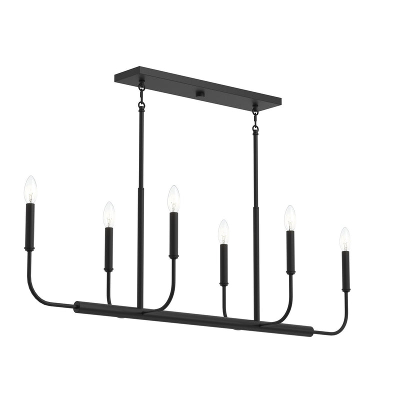 Progress Lighting P400450-31M Six Light Linear Chandelier, Matte Black