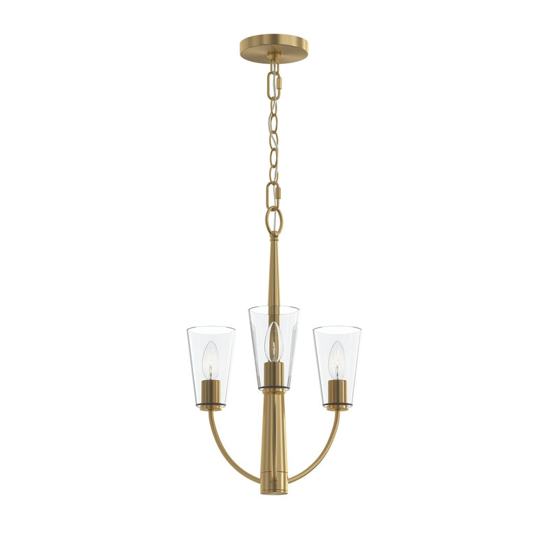 Progress Lighting P400452-191 Three Light Chandelier, Brushed Gold