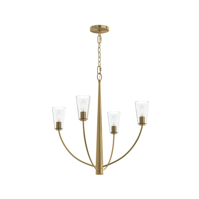 Progress Lighting P400453-191 Four Light Chandelier, Brushed Gold