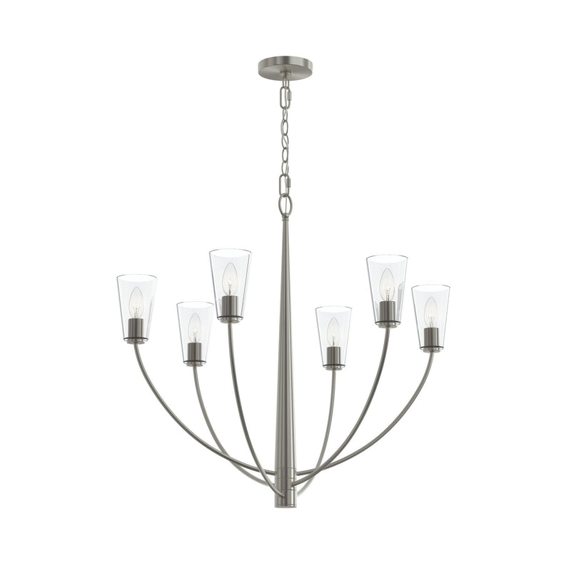 Progress Lighting P400454-009 Six Light Chandelier, Brushed Nickel