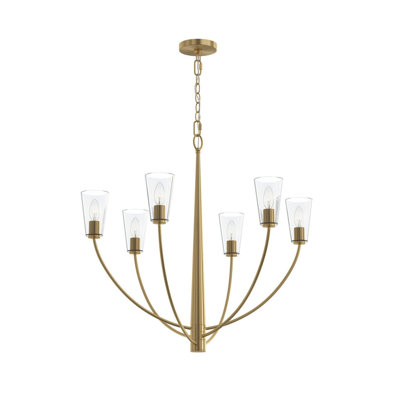 Progress Lighting P400454-191 Six Light Chandelier, Brushed Gold