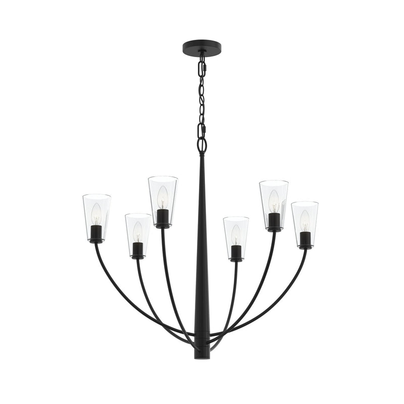 Progress Lighting P400454-31M Six Light Chandelier, Matte Black