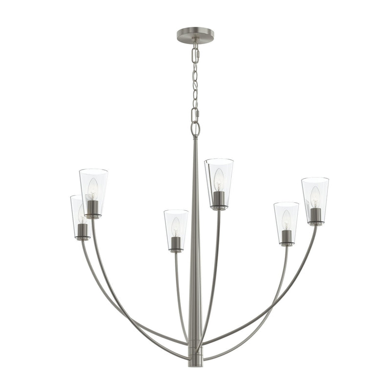 Progress Lighting P400455-009 Six Light Chandelier, Brushed Nickel