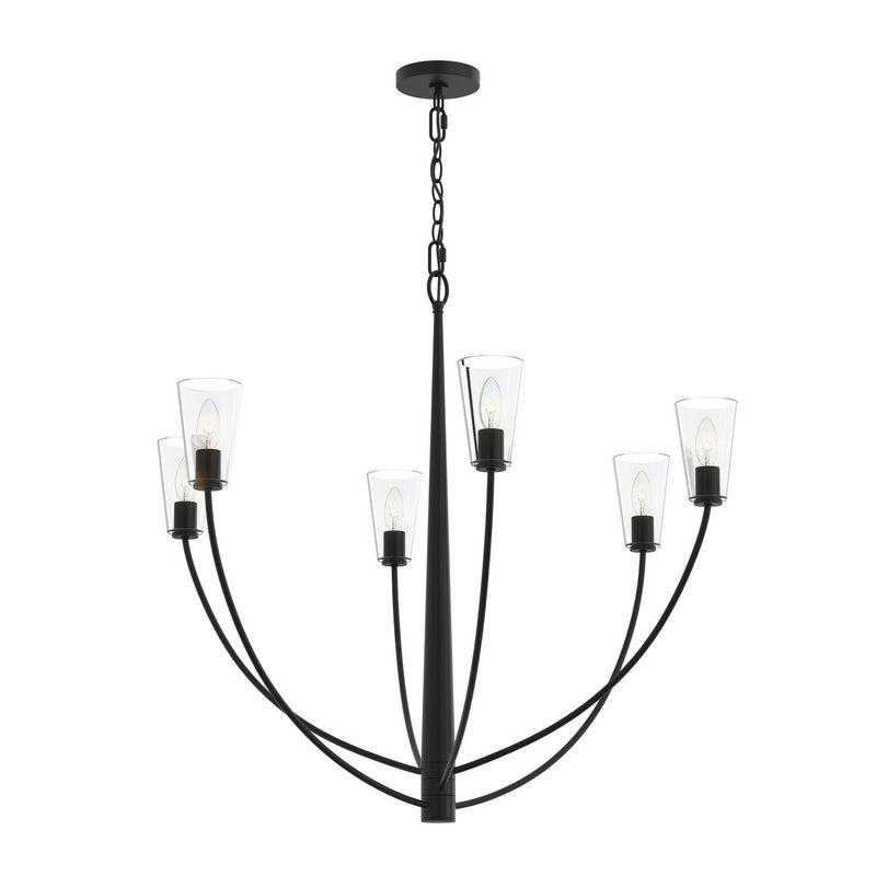 Progress Lighting P400455-31M Six Light Chandelier, Matte Black