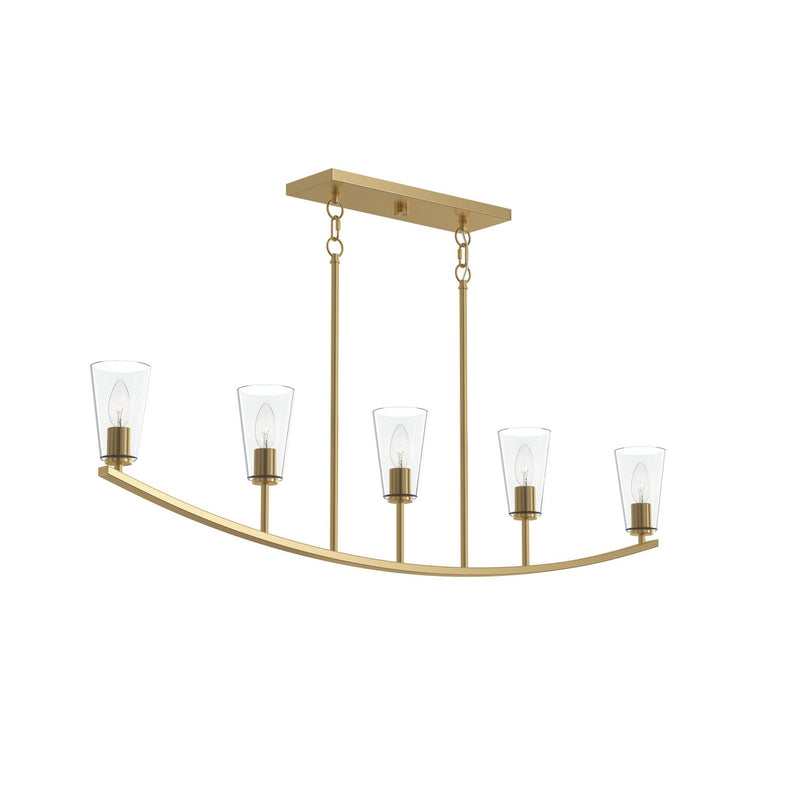 Progress Lighting P400456-191 Five Light Linear Chandelier, Brushed Gold