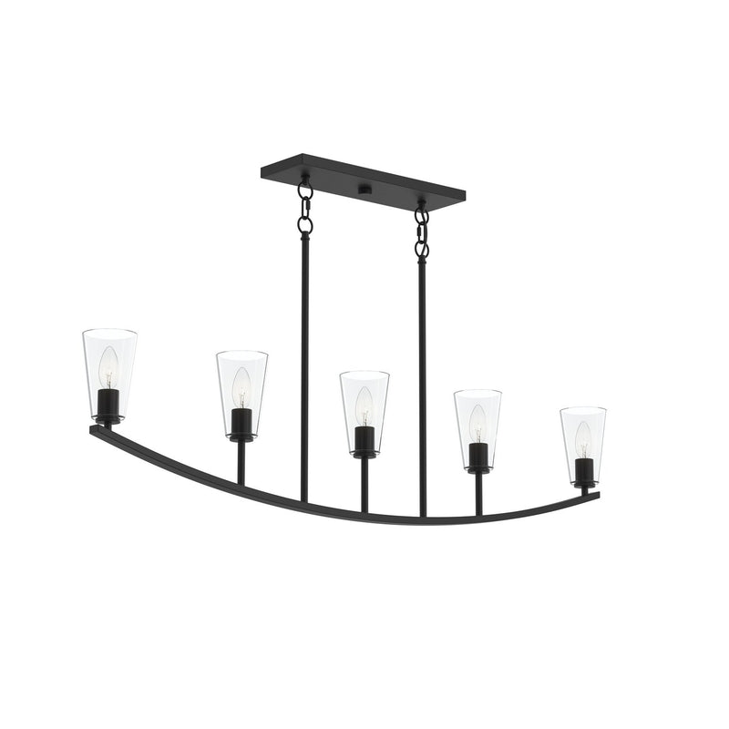 Progress Lighting P400456-31M Five Light Linear Chandelier, Matte Black