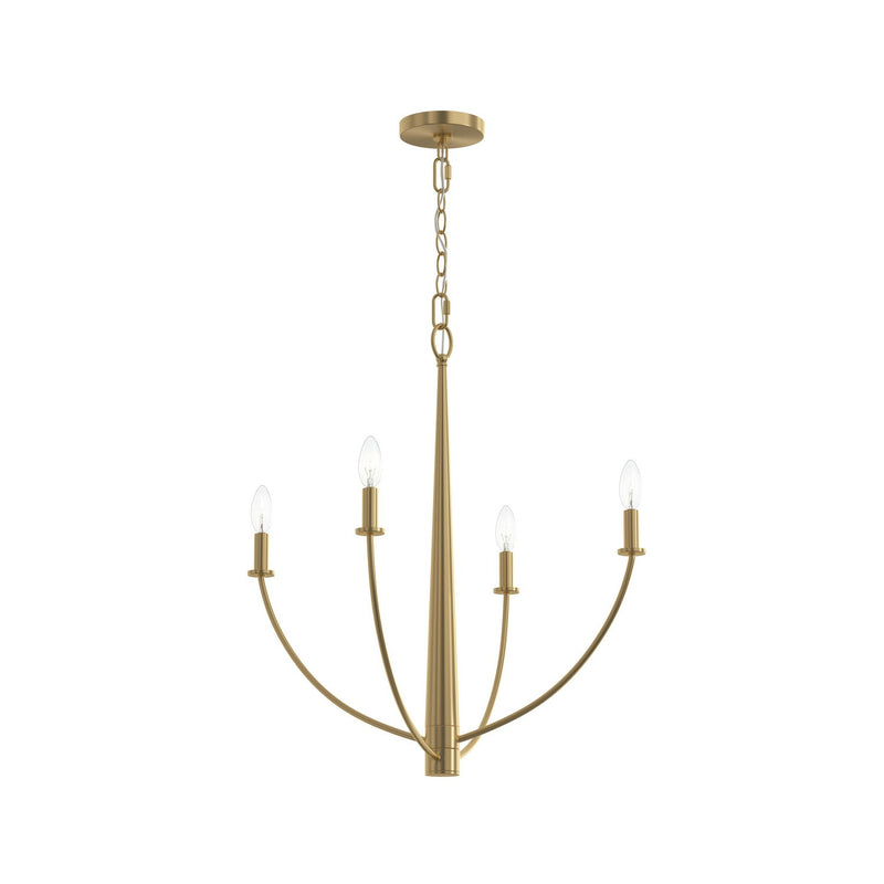 Progress Lighting P400458-191 Four Light Chandelier, Brushed Gold