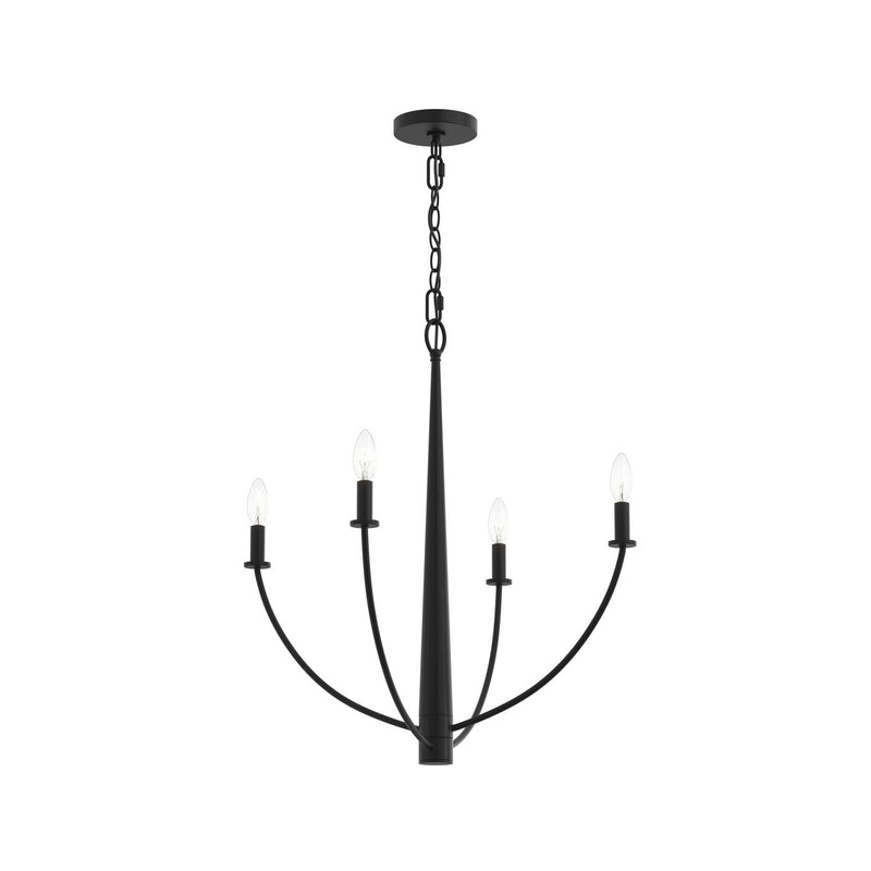 Progress Lighting P400458-31M Four Light Chandelier, Matte Black