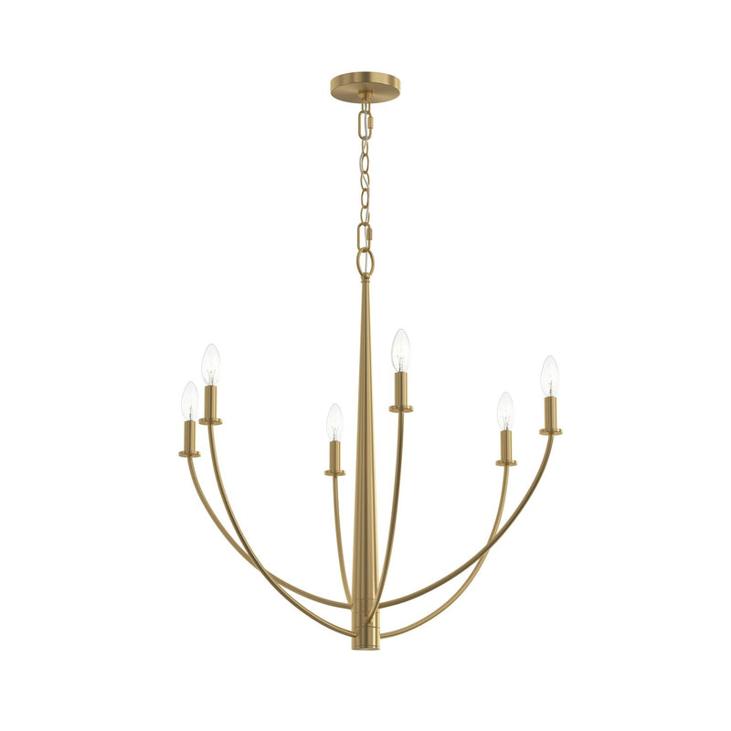 Progress Lighting P400459-191 Six Light Chandelier, Brushed Gold