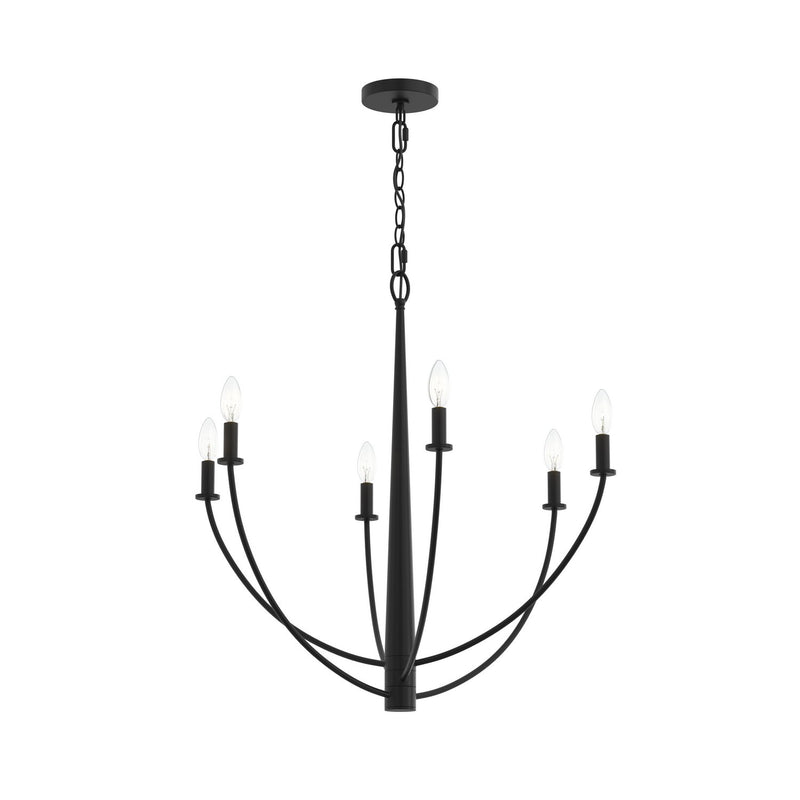 Progress Lighting P400459-31M Six Light Chandelier, Matte Black