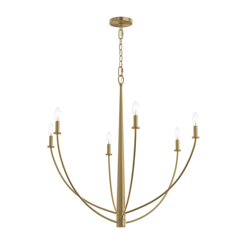 Progress Lighting P400460-191 Six Light Chandelier, Brushed Gold