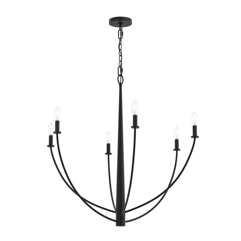 Progress Lighting P400460-31M Six Light Chandelier, Matte Black