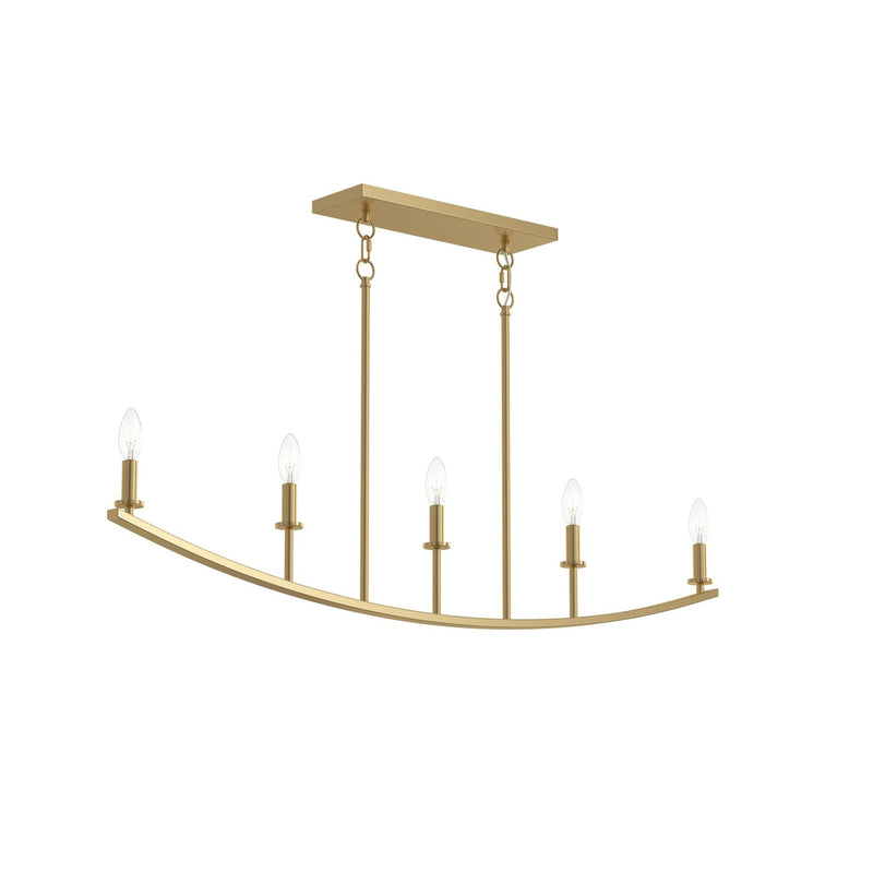 Progress Lighting P400461-191 Five Light Linear Chandelier, Brushed Gold
