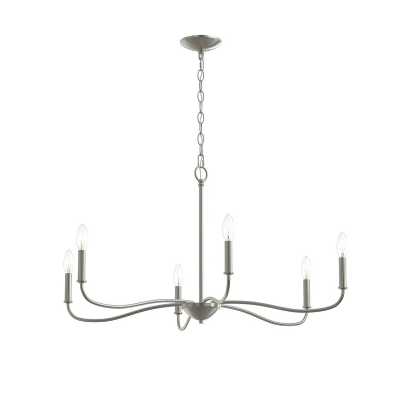 Progress Lighting P400463-009 Six Light Chandelier, Brushed Nickel
