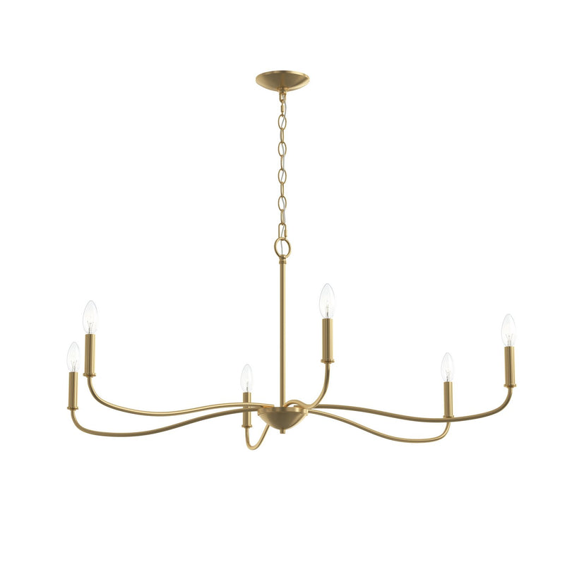 Progress Lighting P400464-191 Six Light Chandelier, Brushed Gold