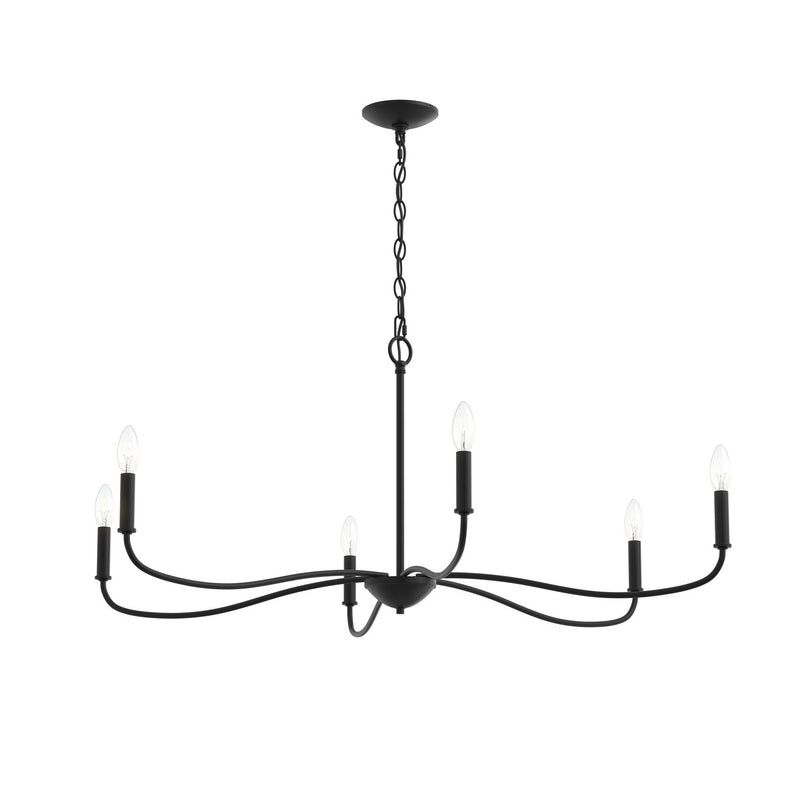 Progress Lighting P400464-31M Six Light Chandelier, Matte Black