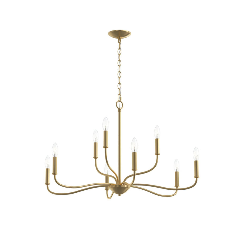 Progress Lighting P400465-191 Nine Light Chandelier, Brushed Gold