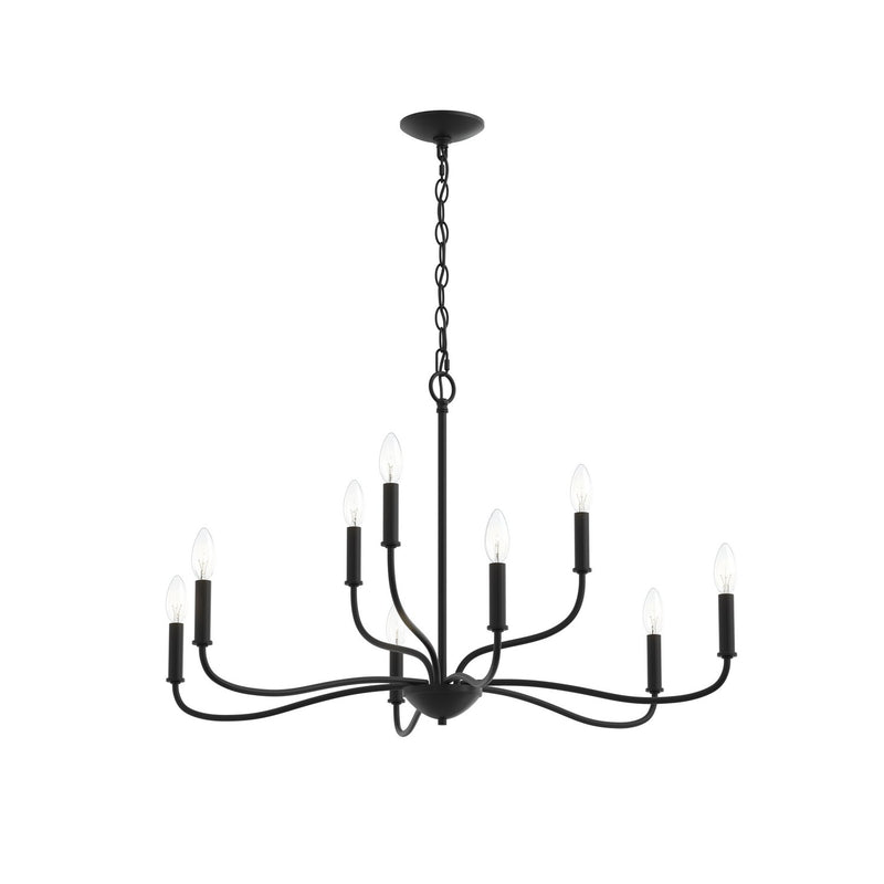 Progress Lighting P400465-31M Nine Light Chandelier, Matte Black