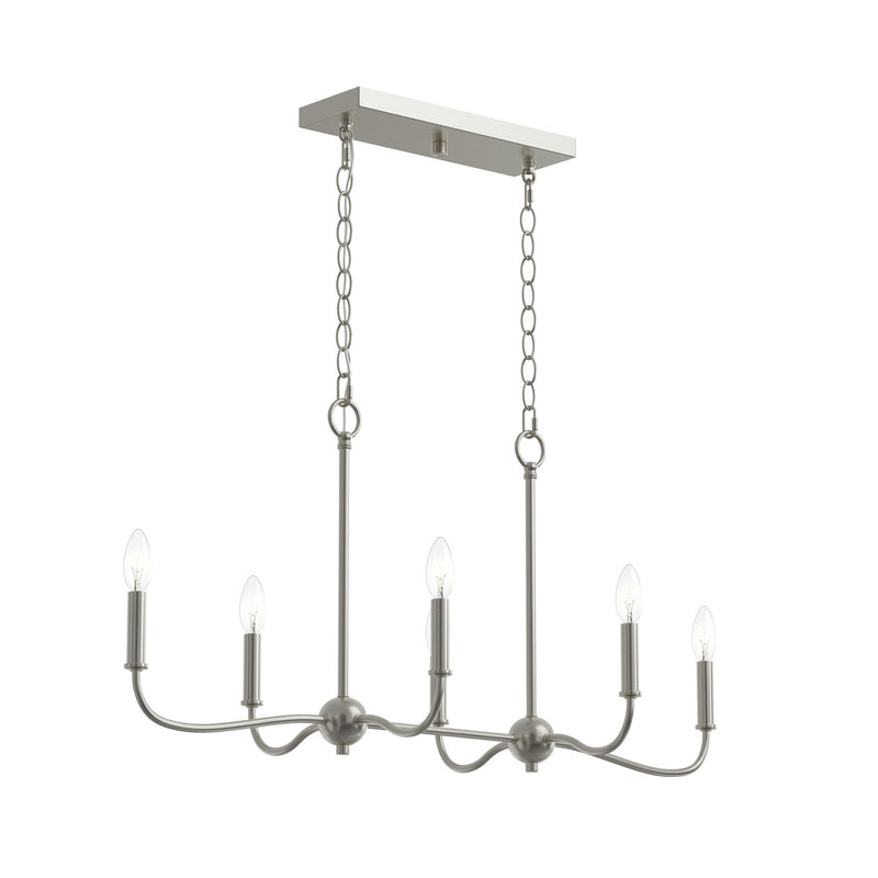 Progress Lighting P400466-009 Six Light Linear Chandelier, Brushed Nickel