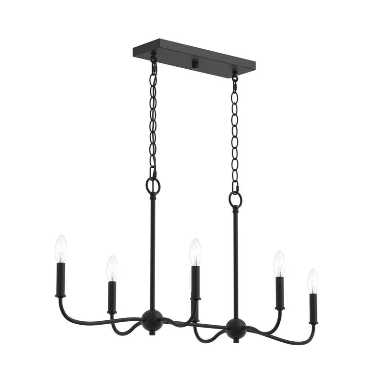 Progress Lighting P400466-31M Six Light Linear Chandelier, Matte Black