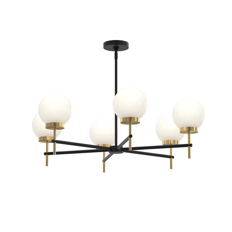 Progress Lighting P400469-319 Six Light Chandelier, Matte Black and Brushed Gold