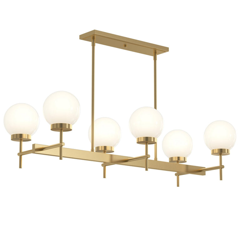 Progress Lighting P400471-191 Six Light Linear Chandelier, Brushed Gold