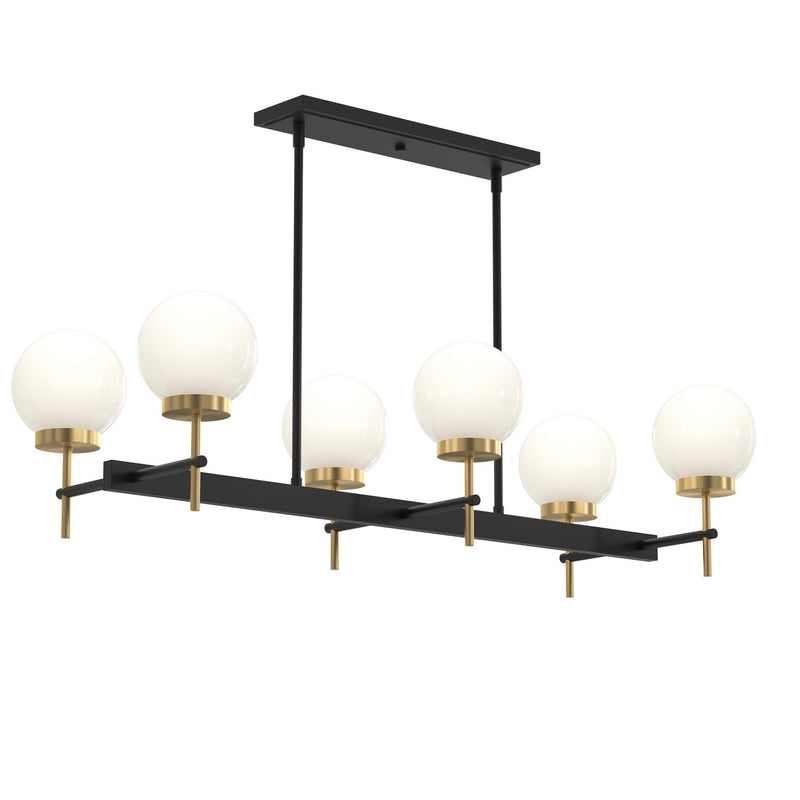 Progress Lighting P400471-319 Six Light Linear Chandelier, Matte Black and Brushed Gold