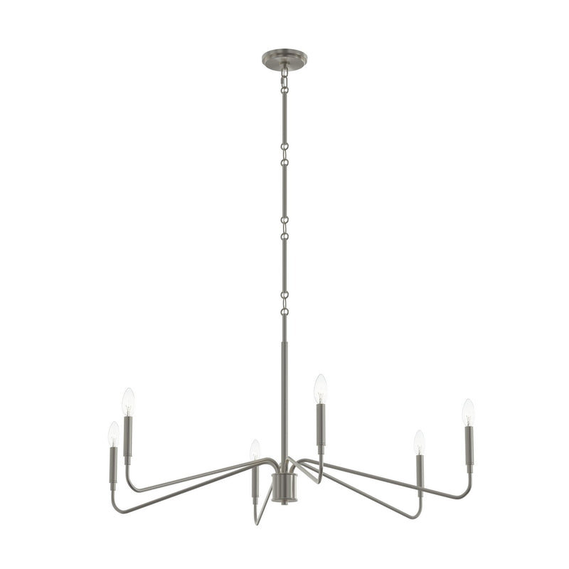 Progress Lighting P400472-009 Six Light Chandelier, Brushed Nickel