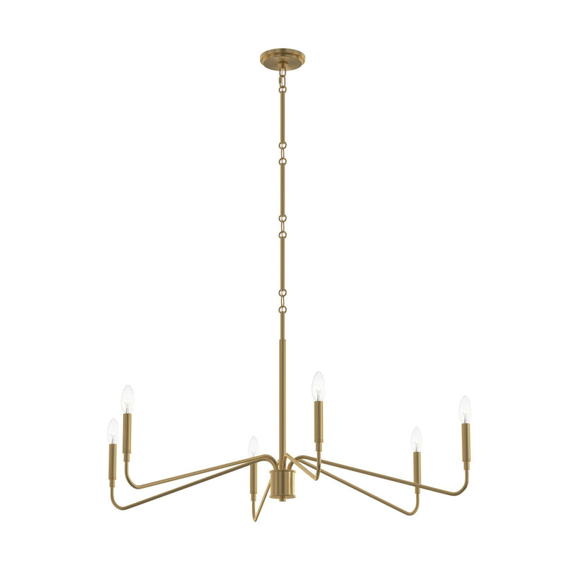 Progress Lighting P400472-191 Six Light Chandelier, Brushed Gold