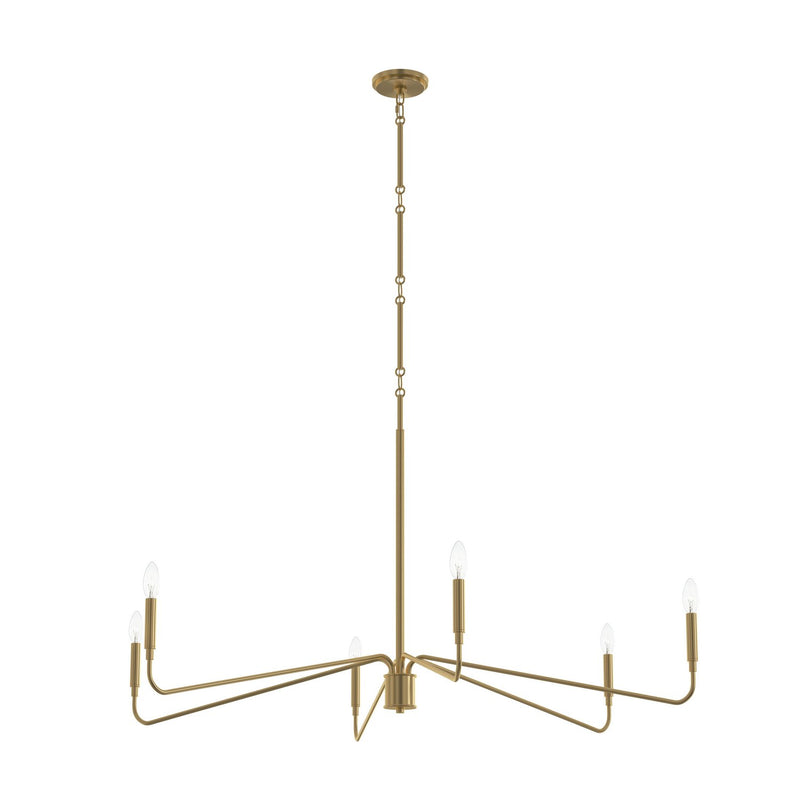 Progress Lighting P400473-191 Six Light Chandelier, Brushed Gold