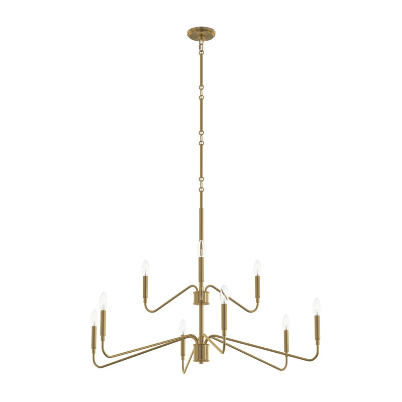 Progress Lighting P400474-191 Nine Light Chandelier, Brushed Gold