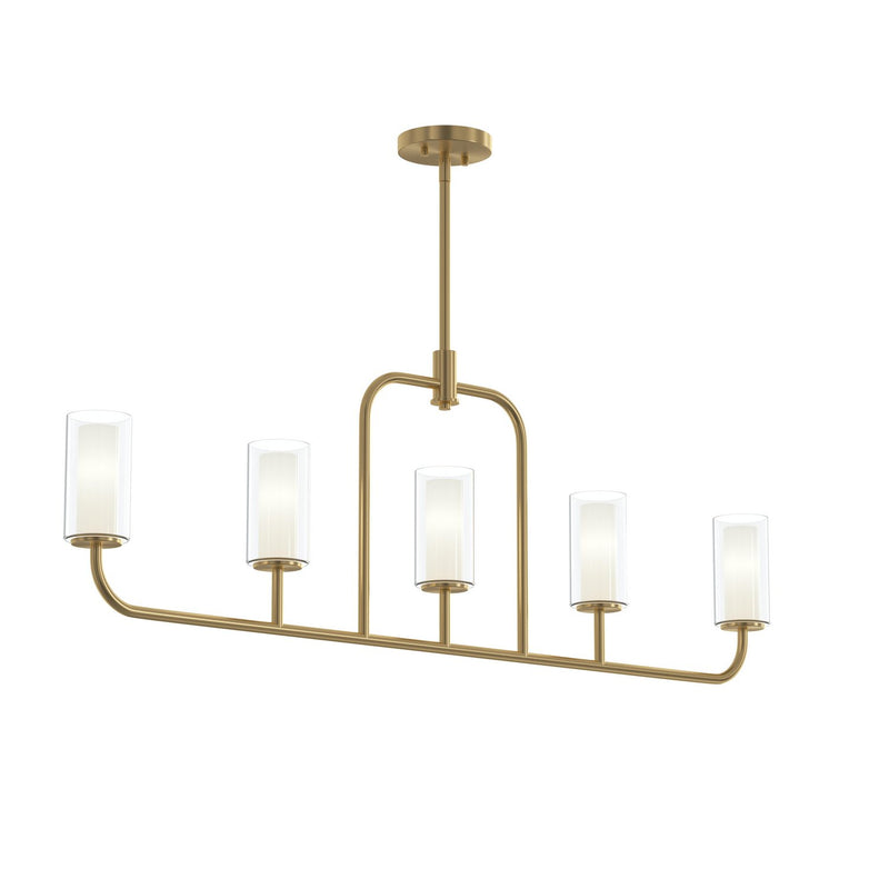 Progress Lighting P400476-191 Five Light Linear Chandelier, Brushed Gold
