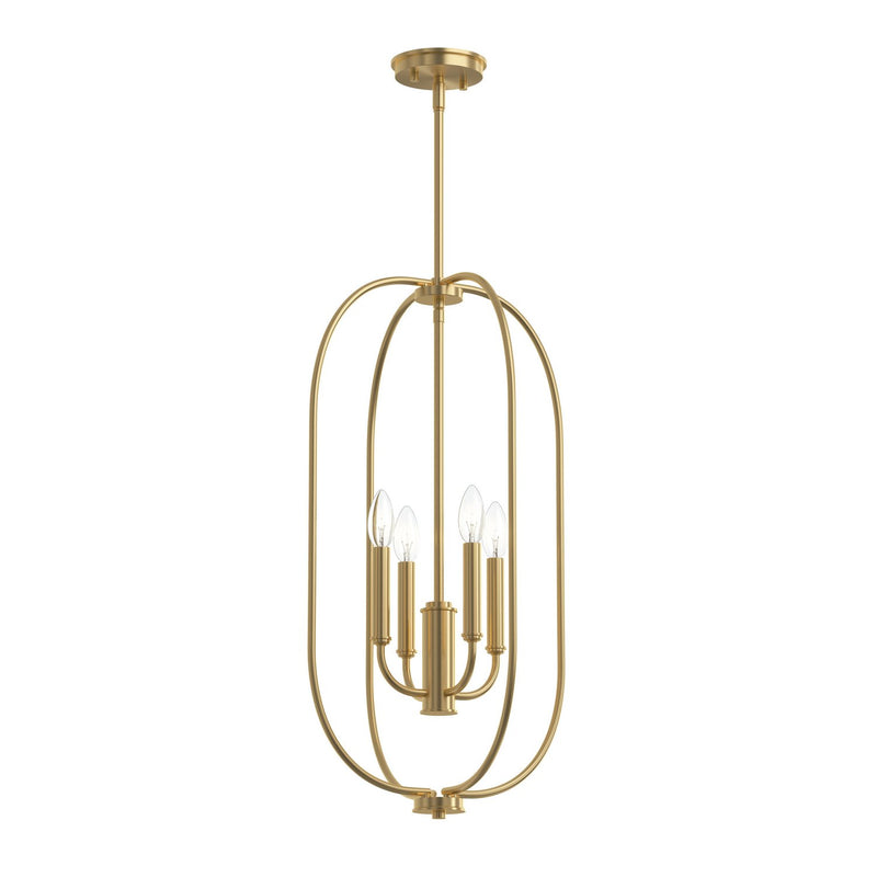 Progress Lighting P500510-191 Four Light Foyer Pendant, Brushed Gold