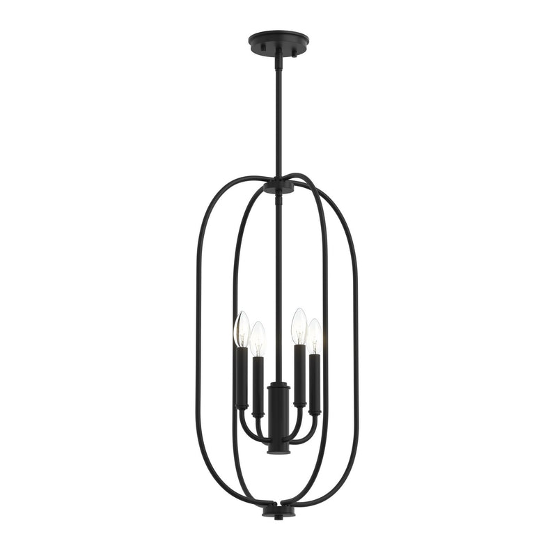 Progress Lighting P500510-31M Four Light Foyer Pendant, Matte Black