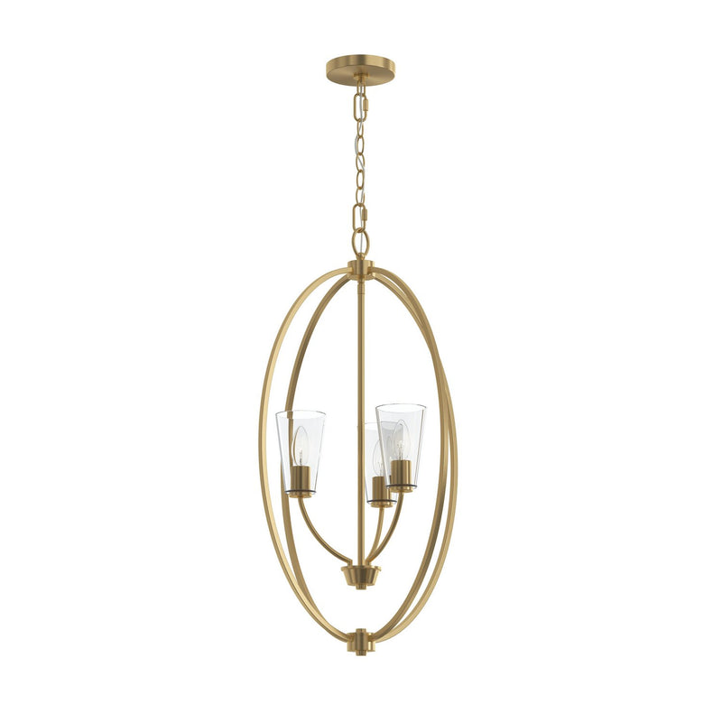 Progress Lighting P500512-191 Three Light Foyer Pendant, Brushed Gold
