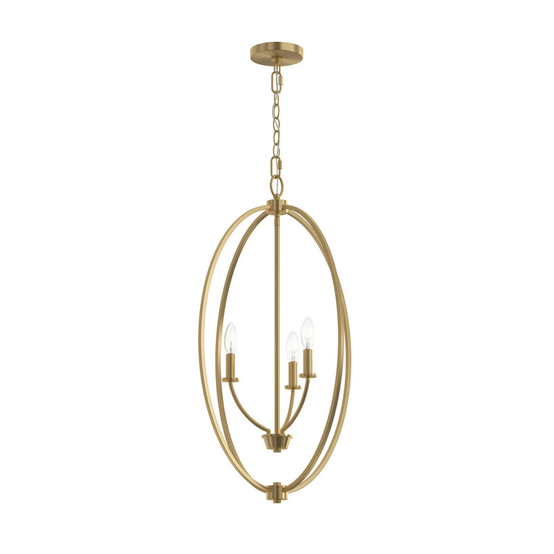 Progress Lighting P500513-191 Three Light Foyer Pendant, Brushed Gold