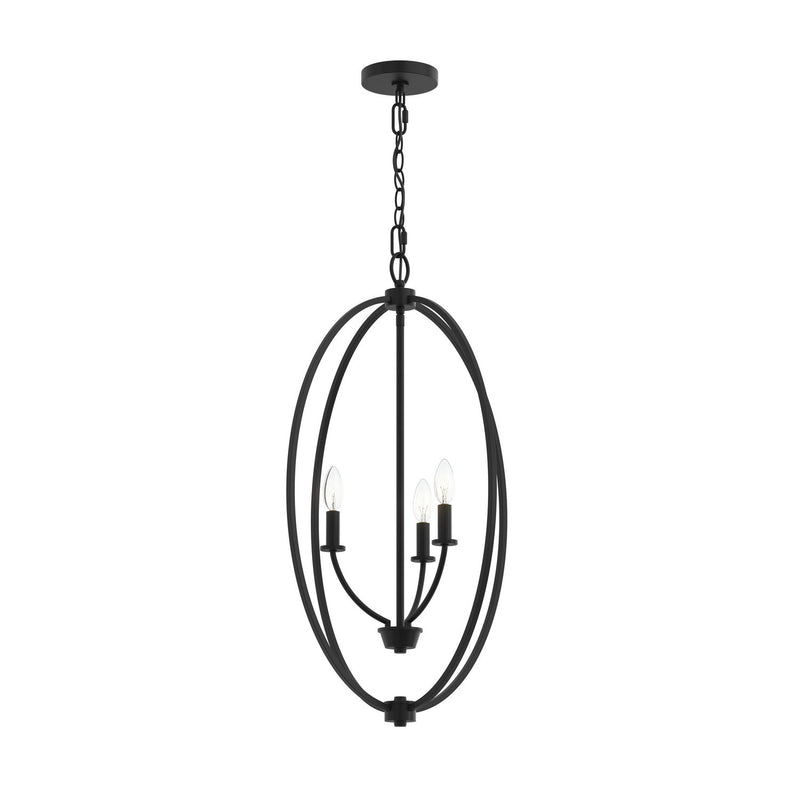 Progress Lighting P500513-31M Three Light Foyer Pendant, Matte Black