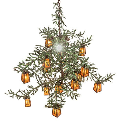Meyda Tiffany 256954 15 Light Chandelier, Cafe Noir With Green Branches