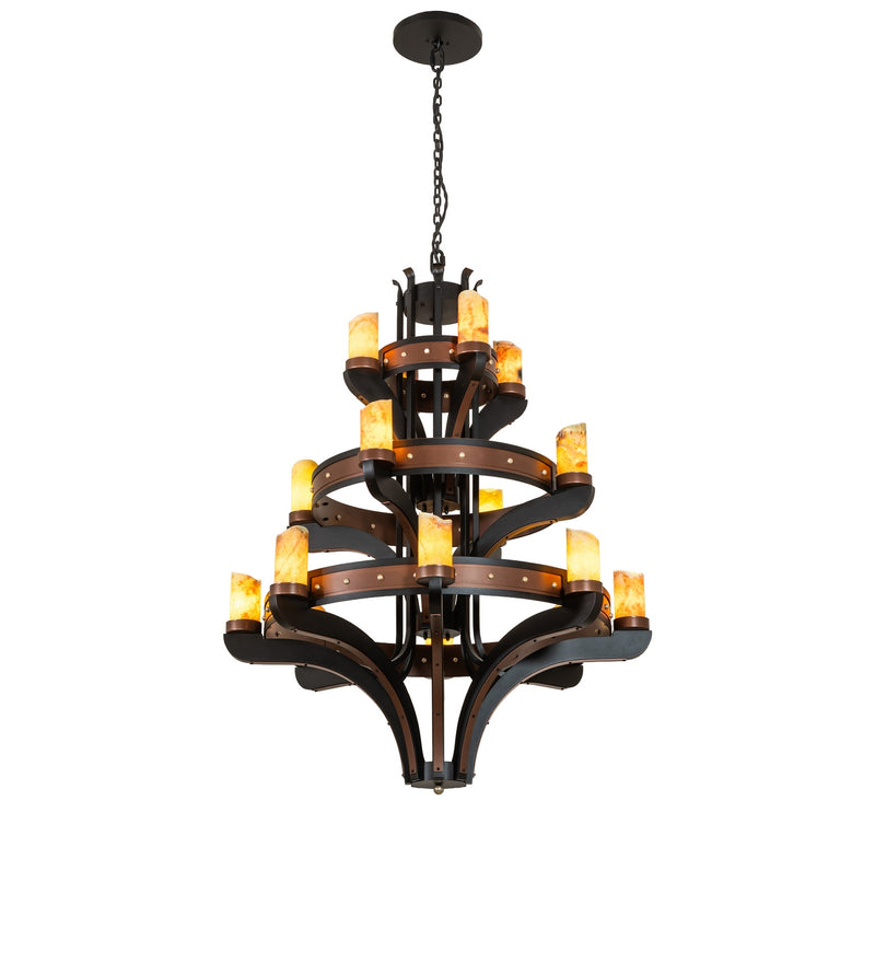 Meyda Tiffany 285424 16 Light Chandelier, Text Black/C-Mahog/Champagne