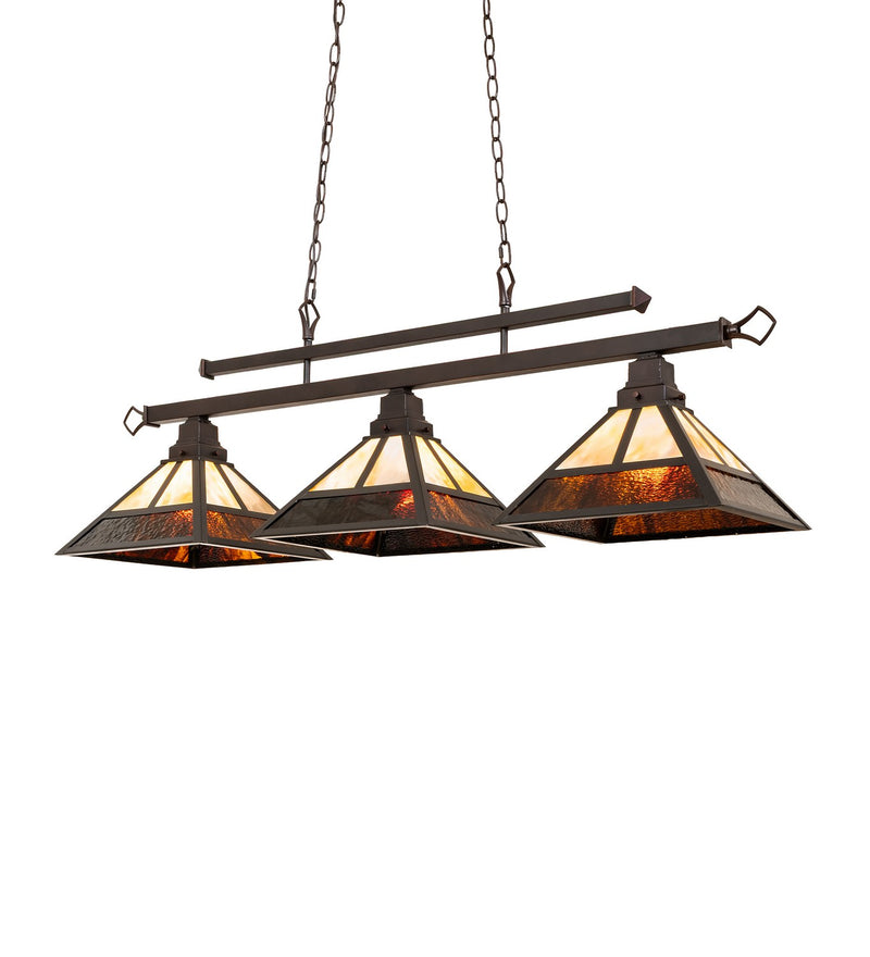 Meyda Tiffany 289485 Three Light Island Pendant, Mahogany Bronze Craftsman Brown