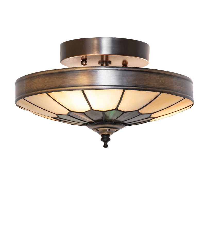 Meyda Tiffany 289784 Three Light Semi-Flush Mount, Antique Brass Antique Brass