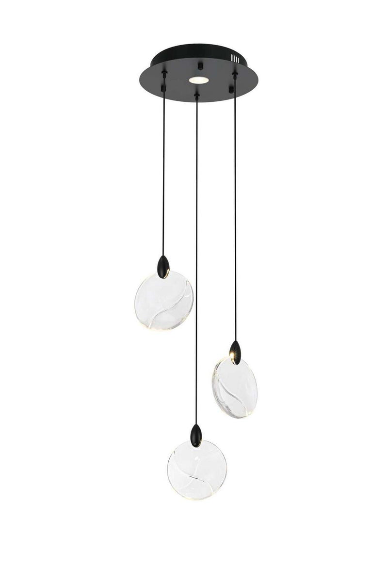 Elegant Lighting 1012D12BK-01CR LED Pendant, Black