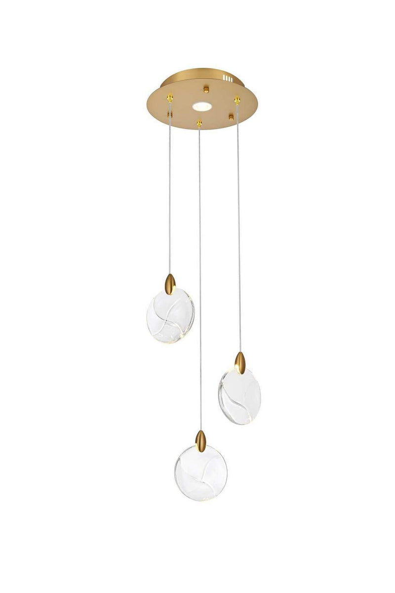 Elegant Lighting 1012D12SG-01CR LED Pendant, Satin Gold