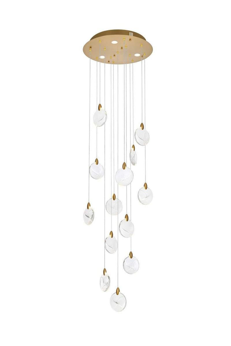 Elegant Lighting 1012D24SG-01CR LED Pendant, Satin Gold